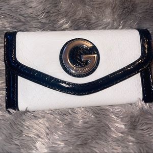 G by Guess Black and white trifold wallet